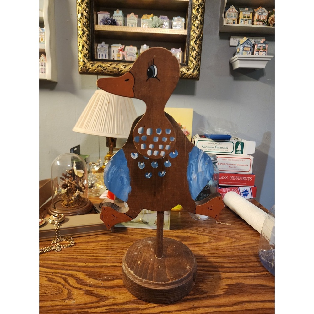 Vintage Wooden Country Goose Hand Towel Holder Rack, Painted Florals‎